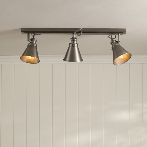 Laura Ashley Rufus 3 Light Bar Spotlight In Industrial Nickel Finish