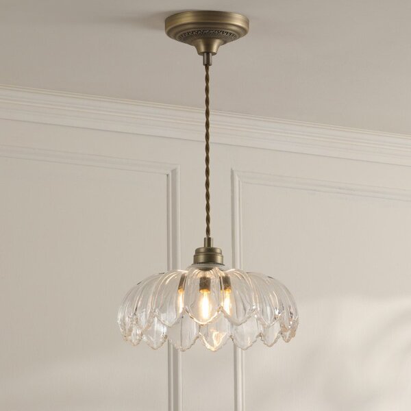 Laura Ashley Bexwell Ceiling Pendant Light In Matt Antique Brass With Glass Shade