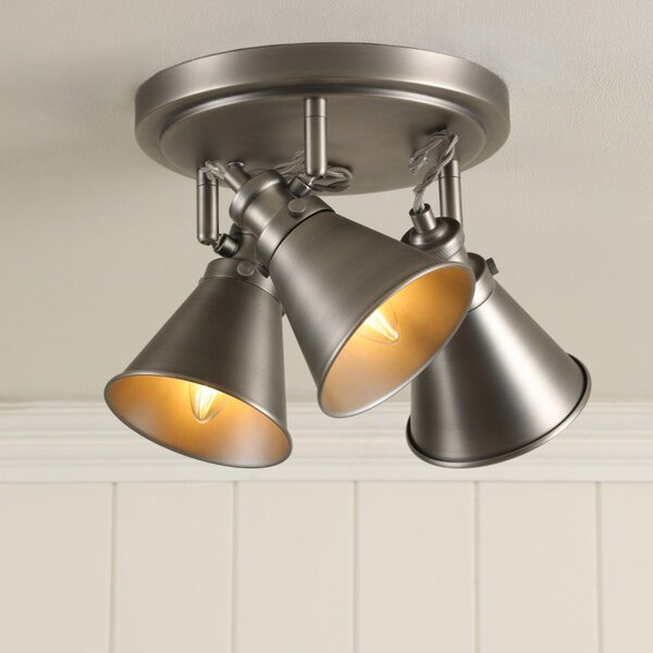 Laura Ashley Rufus 3 Light Plate Spotlight In Industrial Nickel Finish