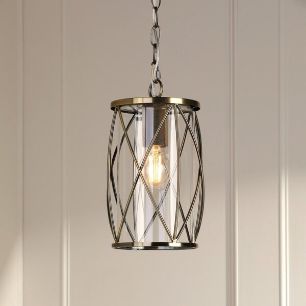 Laura Ashley Beckworth Ceiling Lantern In Antique Brass With Clear Glass Shade