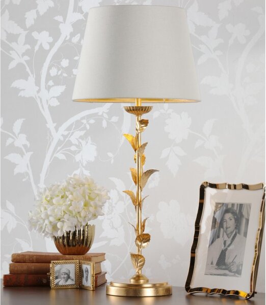 Laura Ashley Halton Table Lamp In Distressed Gold Leaf With Cream Cotton Shade