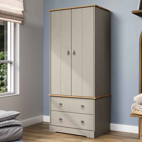 Consett Wooden Wardrobe With 2 Doors - Grey And Oak
