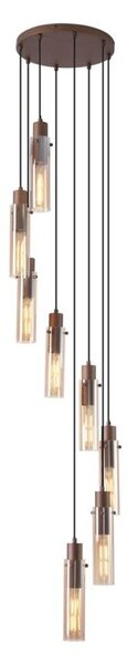 Searchlight Sweden II 8 Light Cluster Ceiling Pendant In Mocha With Amber Glass 88920-8MO