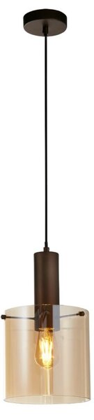 Searchlight Sweden Ceiling Pendant Light In Mocha Finish With Amber Glass 88910-1MO