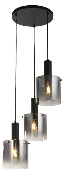Searchlight Sweden 3 Light Cluster Ceiling Pendant In Matt Black With Ombre Glass 88910-3BK