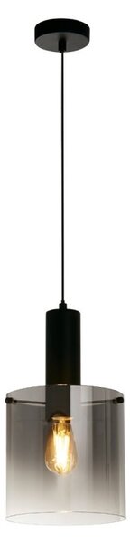 Searchlight Sweden Ceiling Pendant Light In Matt Black With Smoked Ombre Glass 88910-1BK