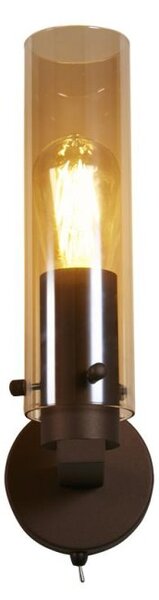 Searchlight Sweden II Wall Light In Mocha Finish With Amber Glass 88920-1MO