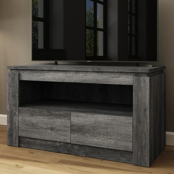 Caister Wooden TV Stand With 2 Drawers - Charcoal Grey