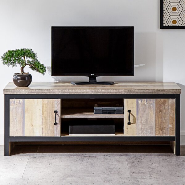 Balcombe Wooden TV Stand With 2 Doors - Oak