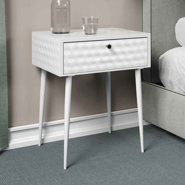 Mccall Metal Bedside Cabinet With 1 Drawer - White