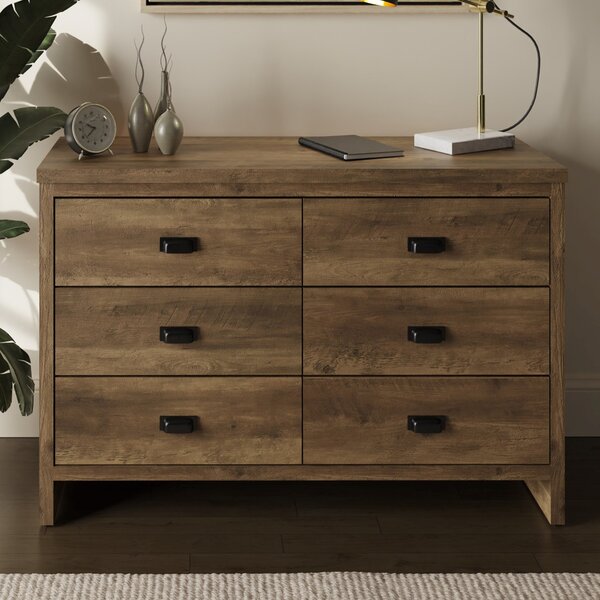 Balcombe Wooden Chest Of 6 Drawers - Knotty Oak