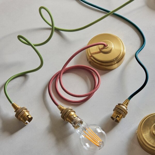 Endon 111511 Eltham Ceiling Suspension Cable Set In Aged Brass And Blue Flex
