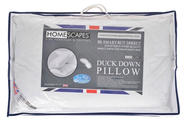 Homescapes Luxury Pure White Duck Down Pillow