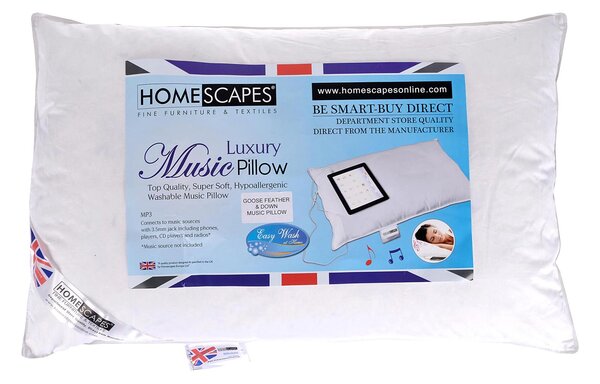 Homescapes Goose Feather and Down Music Pillow With Speaker