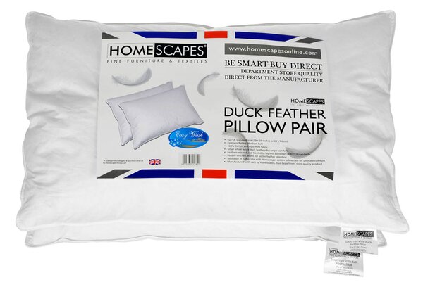 Homescapes Luxury White Duck Feather Pillow Pair