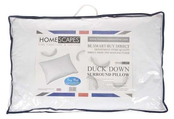 Homescapes Pure White Duck Down Surround Pillow