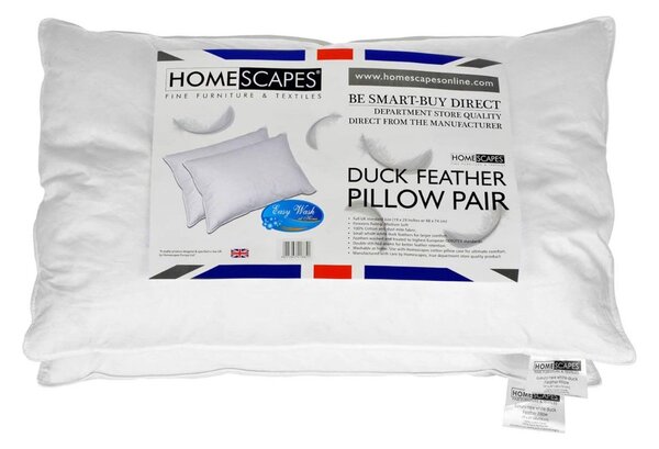 Homescapes Luxury White Duck Feather Pillows Pack of 4