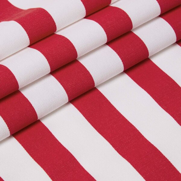 Homescapes Pure Cotton Red Thick Stripes Curtain Fabric Material