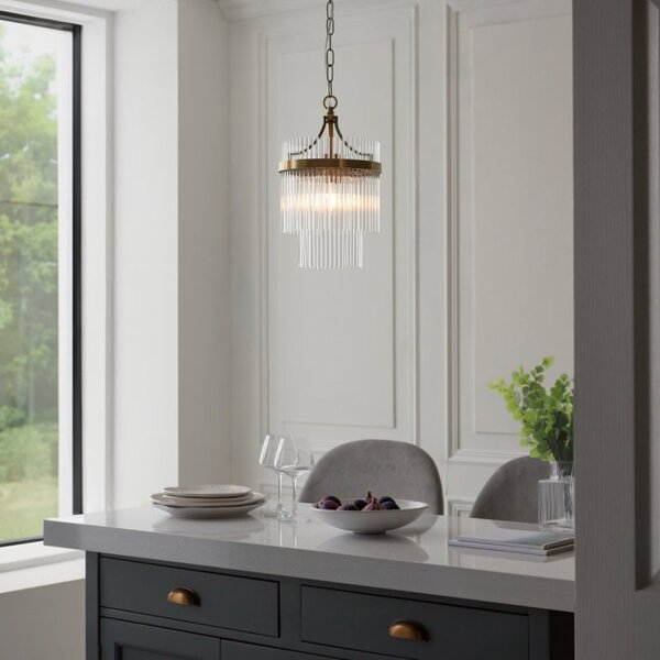 Endon 112572 Marietta Ceiling Pendant Light In Antique Brass With Clear Glass