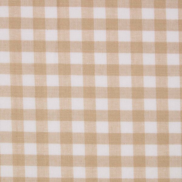 Homescapes Pure Cotton Gingham Check Beige Curtain Fabric Material