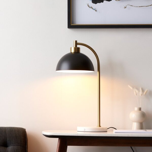 Endon 112210 Buchanan Task Table Lamp In Black And Antique Brass With Marble Base
