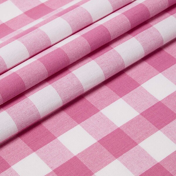 Homescapes Pink Block Check Gingham Cotton Fabric Material, Per Metre