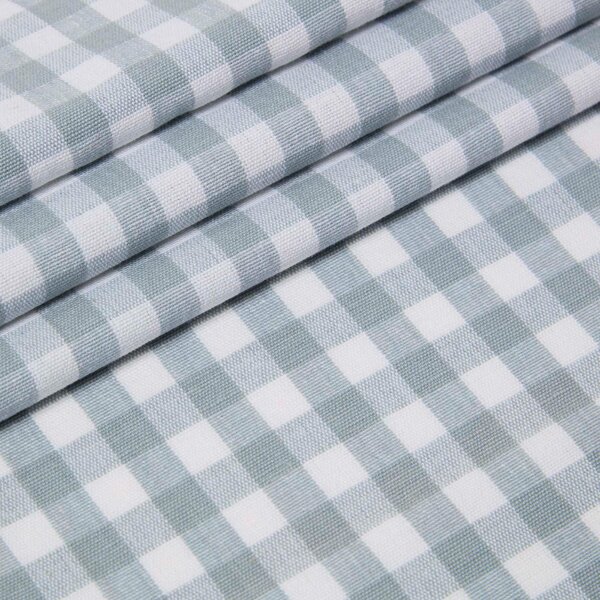 Homescapes Pure Cotton Gingham Check Blue Curtain Fabric Material