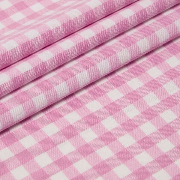 Homescapes Pure Cotton Gingham Check Pink Curtain Fabric Material