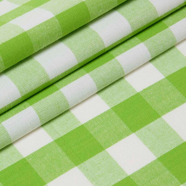 Homescapes Green Block Check Gingham Cotton Fabric Material, Per Metre