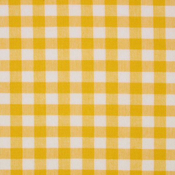 Homescapes Pure Cotton Gingham Check Yellow Curtain Fabric Material