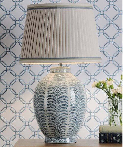 Laura Ashley Stannard Table Lamp In Blue Ceramic With Shade LA3756620-Q