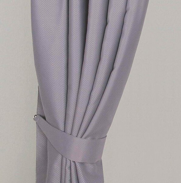 Homescapes Grey Herringbone Chevron Curtains Tie Backs Pair