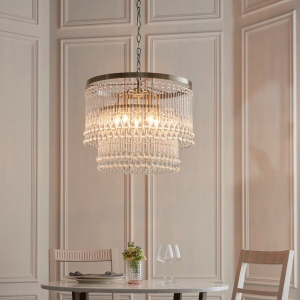 Endon 104504 Genevieve 5 Light Ceiling Pendant In Antique Brass With Clear Glass