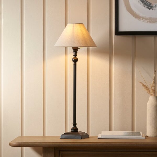 Endon 118121 Lille Table Lamp In Matt Black Finish With 22 cm Natural Linen Shade