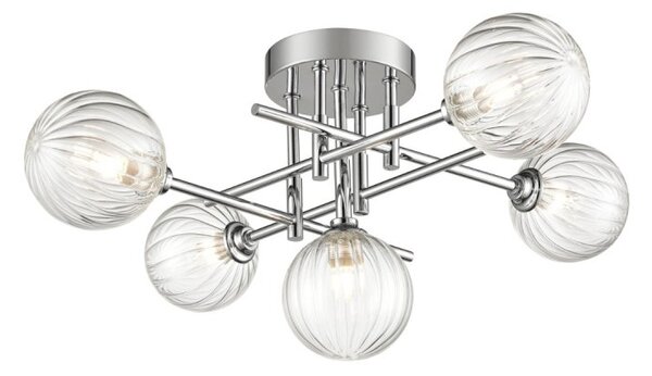 Franklite Abstraction Bathroom 5 Light Ceiling Light In Chrome With Ribbed Glass FL2464-5