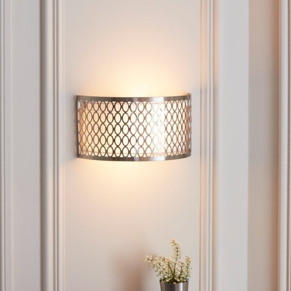 Endon 113263 Cordero 2 Light Wall Light In Satin Nickel With White Inner Shade
