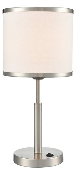 Franklite Polaris Table Lamp In Satin Nickel With Fabric Shade TL211