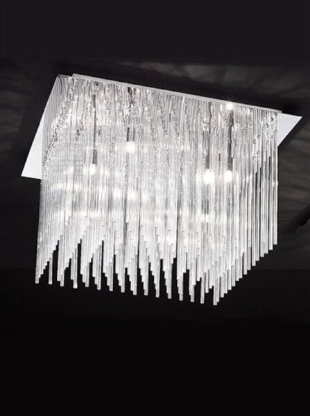 Franklite FL2093/10 Carillon 10 Light Large Glass Rod Flush Ceiling Light