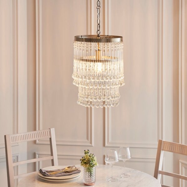 Endon 104503 Genevieve Single Ceiling Pendant Light In Antique Brass With Clear Glass