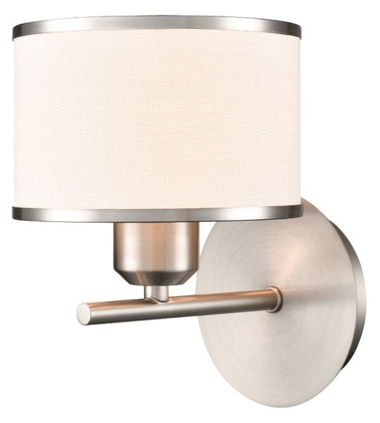 Franklite Polaris Single Wall Light In Satin Nickel With Fabric Shade FL2497-1