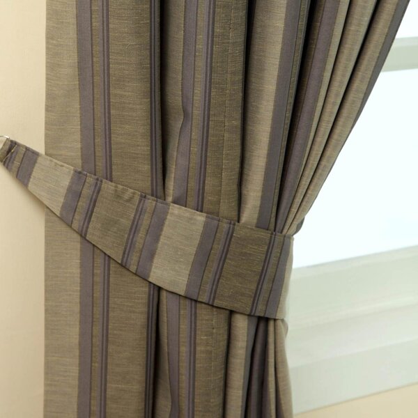 Homescapes Grey Jacquard Tie Back Pair Modern Striped Design