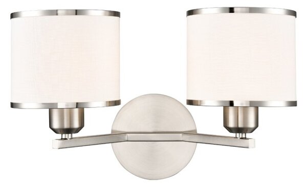 Franklite Sirius 2 Light Wall Light In Satin Nickel With Off White Shade FL2495-2