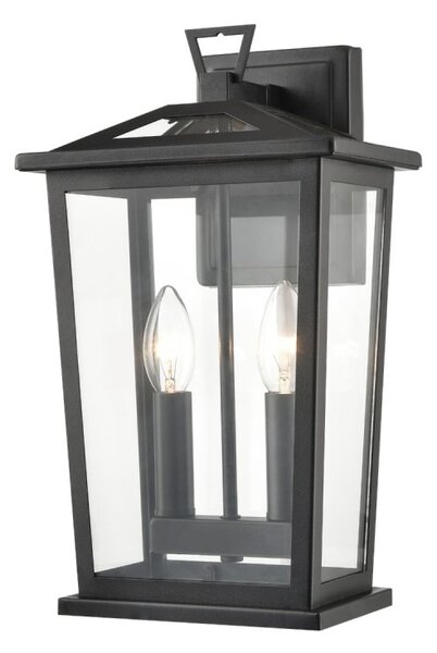 Franklite Dusk Outdoor 2 Light Wall Lantern In Matt Black Finish IP44 EXT6647