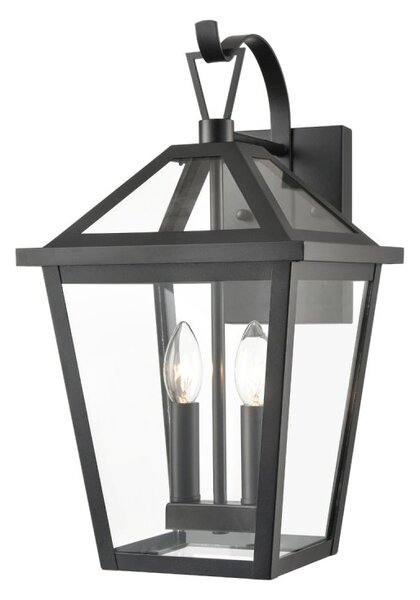 Franklite Dusk Outdoor 2 Light Hanging Wall Lantern In Matt Black Finish IP44 EXT6650