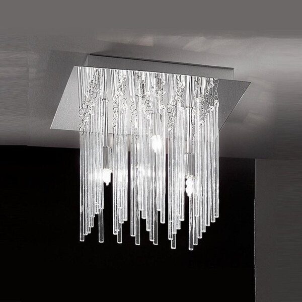 Franklite FL2093/4 Carillon 4 Light Small Glass Rod Flush Ceiling Light
