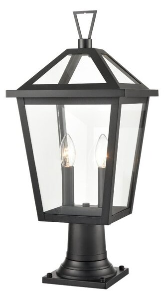 Franklite Dusk Outdoor 2 Light Pedestal Lantern In Matt Black Finish 560mm EXT6652