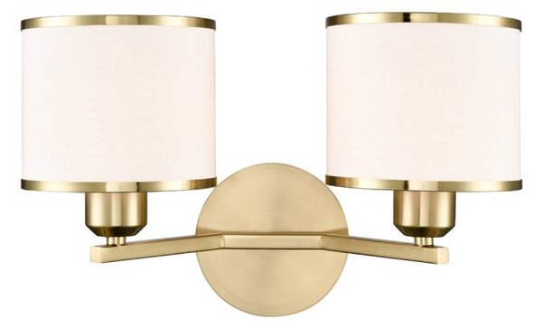 Franklite Sirius 2 Light Wall Light In Aged Brass With Off White Shade FL2496-2