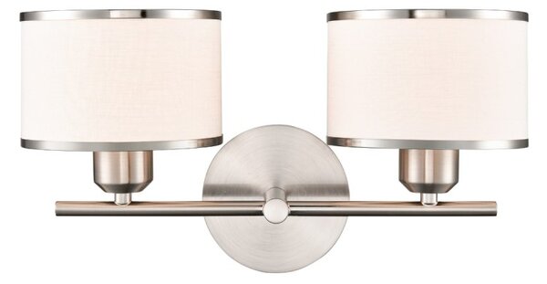 Franklite Polaris 2 Light Wall Light In Satin Nickel With Fabric Shades FL2497-2