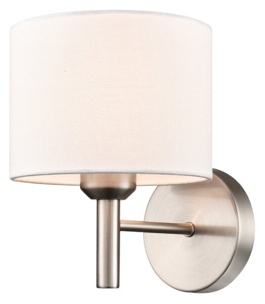 Franklite Barolo Single Wall Light In Satin Nickel With Off White Shade FL2494-1