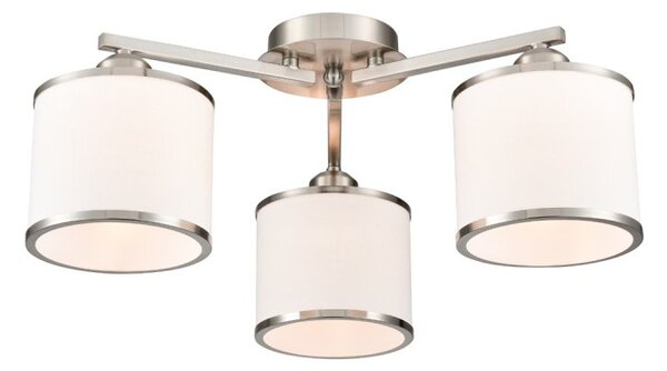 Franklite Sirius 3 Light Flush Ceiling Light In Satin Nickel With Off White Shade FL2495-3